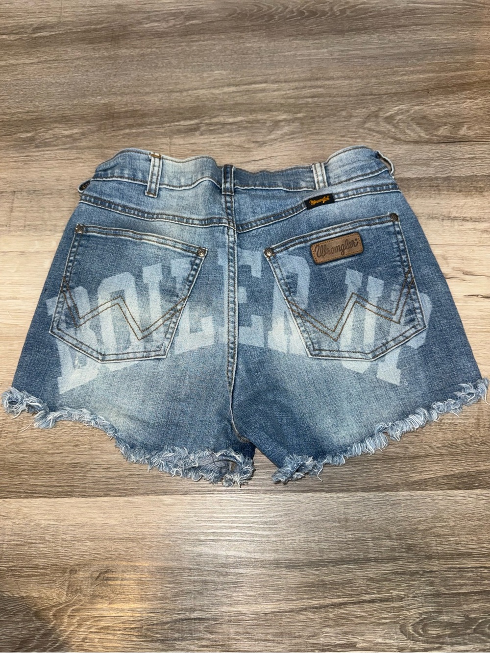 Wrangler Purdue Boilermakers Collegiate High Rise Denim Shorts Frayed Distressed